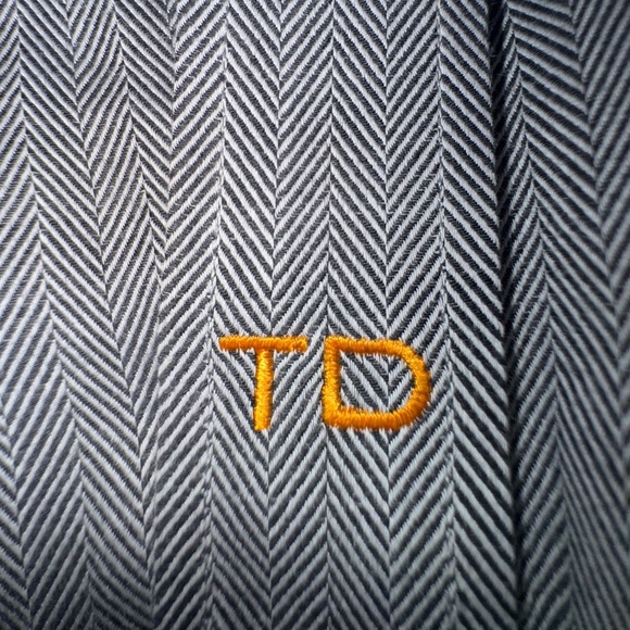 Thomas Dean Button Up Shirt Men’s Grey white Cross weave Long Sleeves size XL - Picture 6 of 11